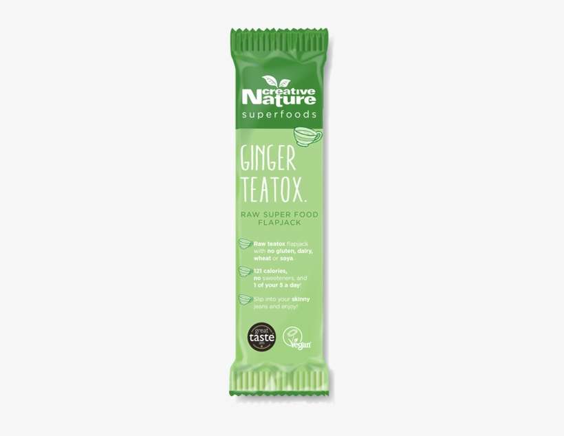 Ginger Teatox Detoxing Flapjack Bar X - Creative Nature - Peanut Protein Superfood Bar 38g, transparent png download