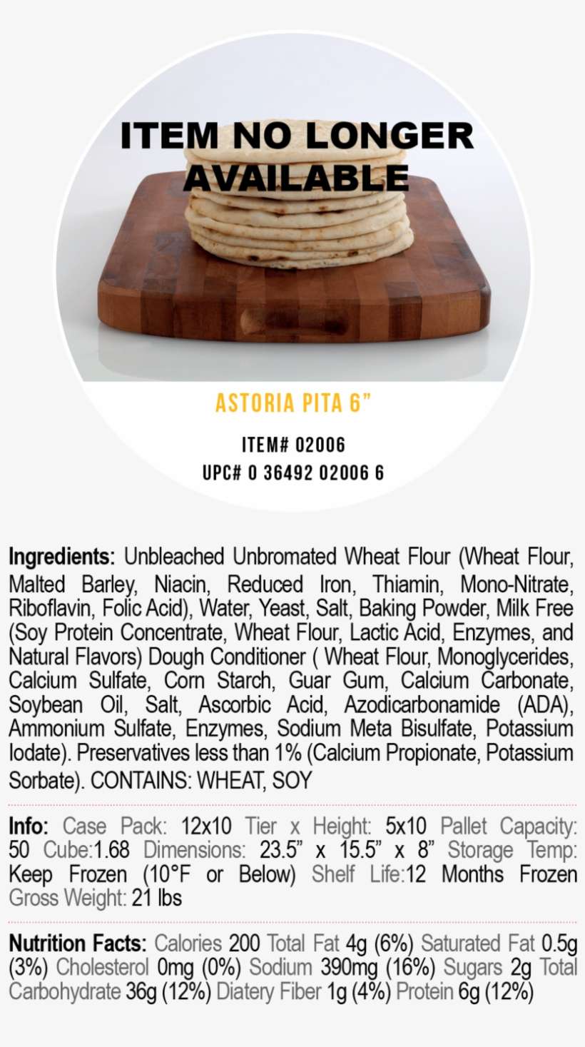 Corfu Pita Breads Astoria 6 In - Astoria, transparent png download