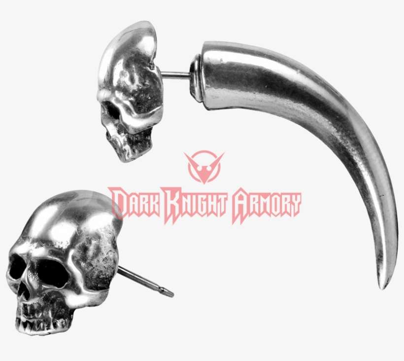 Gothic Skull Horn Ear Stud - "gothic Skull Horn Ear Stud", transparent png download
