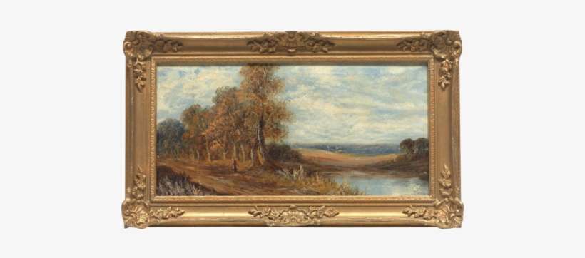 Signed Antique Original Oil Painting Landscape The - Antique Painting Png, transparent png download