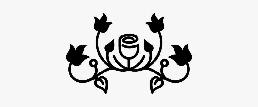 Floral Design Of Flowers And Leaves On Branches Lines - Siluetas De Tulipán Png, transparent png download