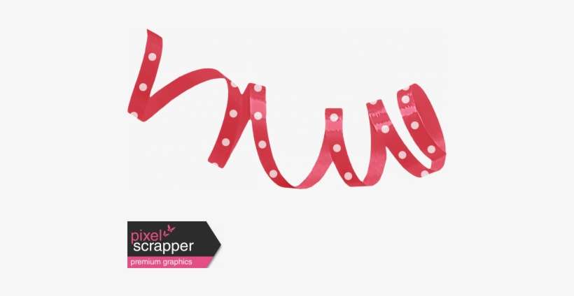 Red & White Polka Dot Curly Ribbon - Digital Scrapbooking, transparent png download