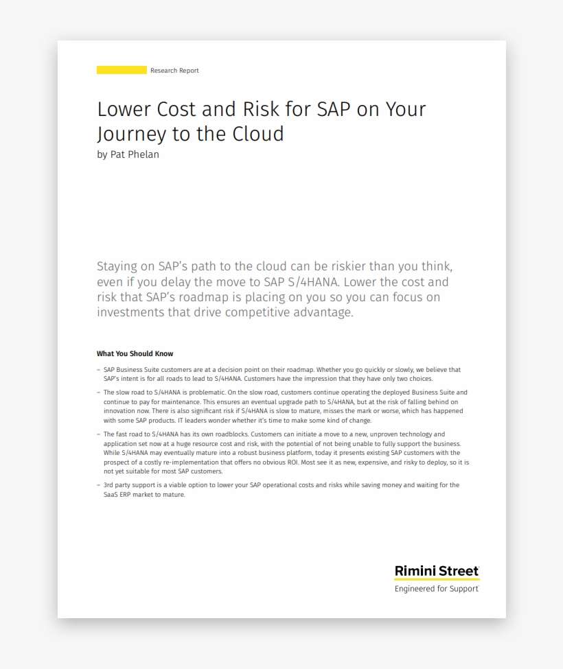 Staying On Sap's Path To The Cloud Can Be Riskier Than - Risk, transparent png download
