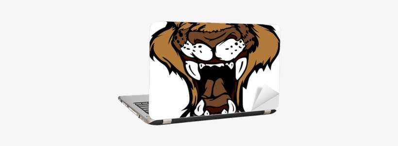 Cougar Panther Mascot Head Vector Cartoon Laptop Sticker - Illustration, transparent png download