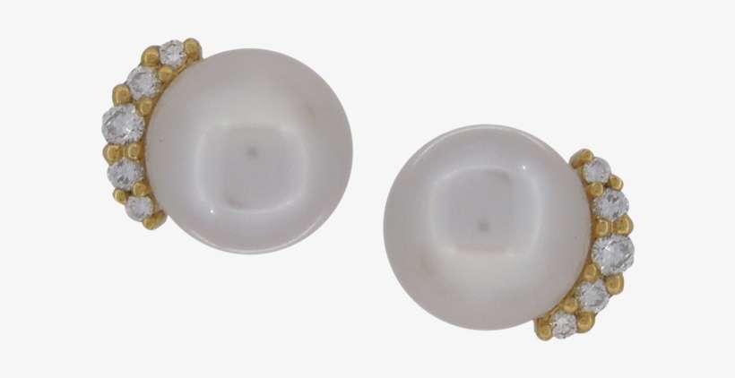 White Pearls With Diamonds Studs - Earrings, transparent png download
