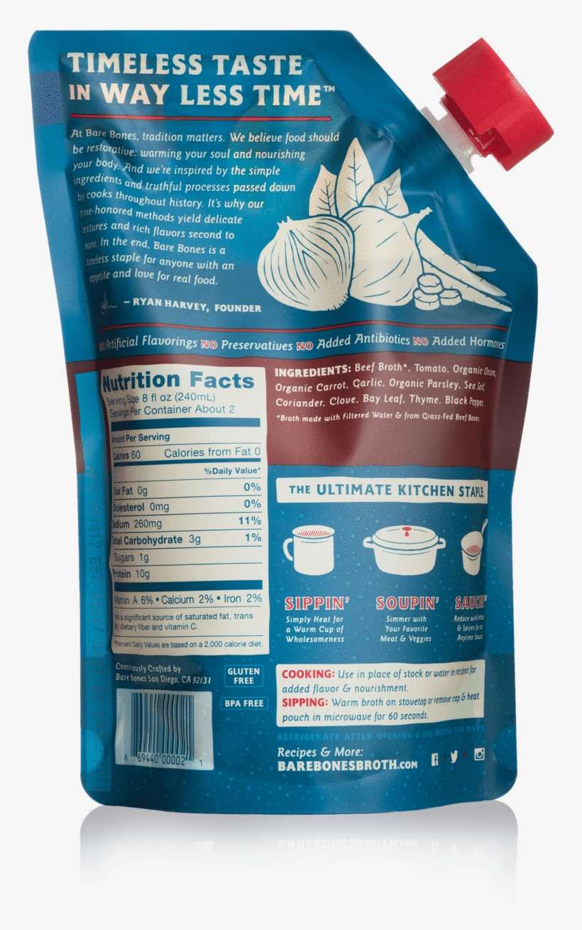100% Grass-fed Beef Bone Broth - Broth, transparent png download