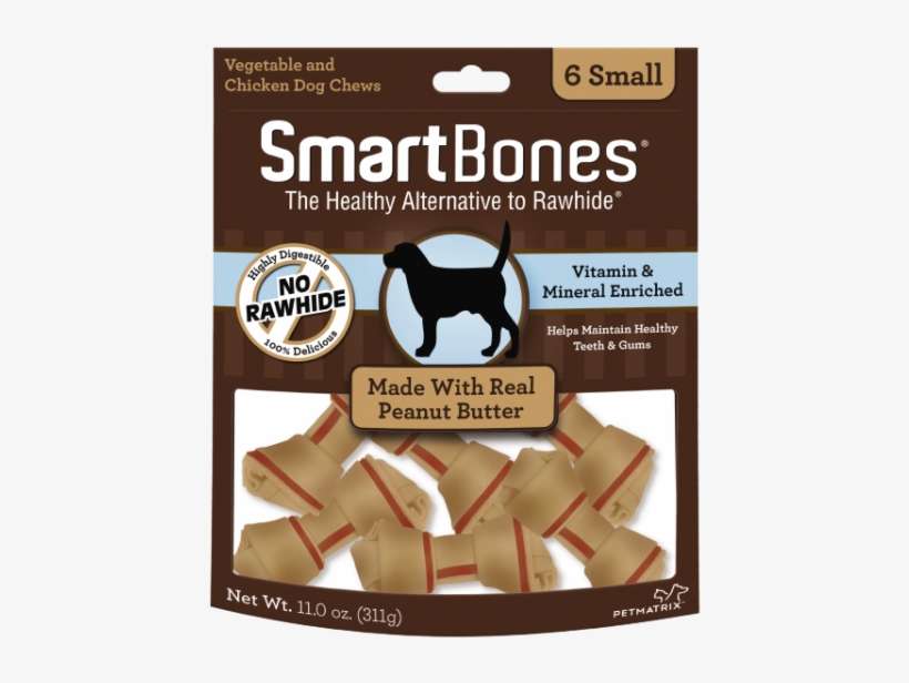 No Rawhide Smartbones Are Made With Real Peanut Butter, - Smartbones Chicken Wrapped Mini Sticks - Dog Food, transparent png download