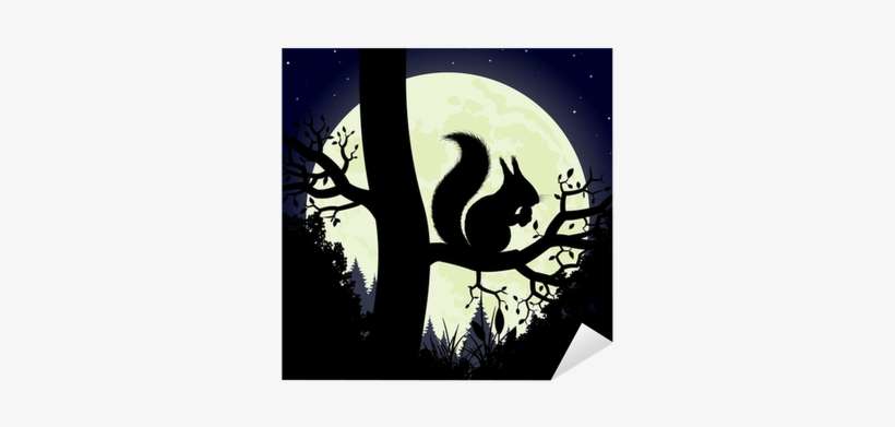 Silhouette Of The Squirrel On The Background Of The - Moon Squirrel, transparent png download