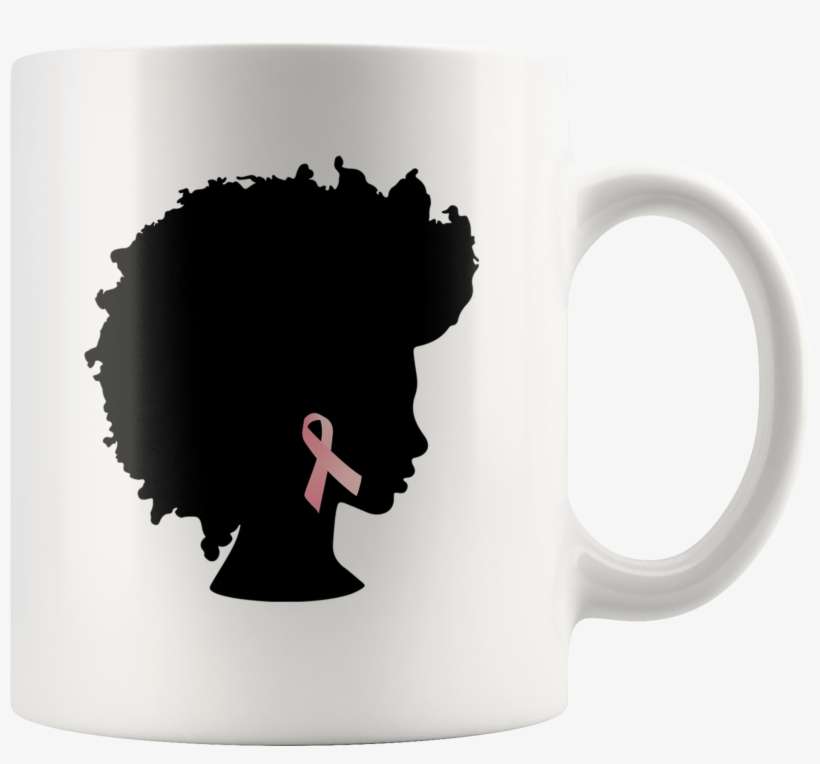 Breast Cancer Awareness Afro American Girl - Black Girl Afro Silhouette, transparent png download