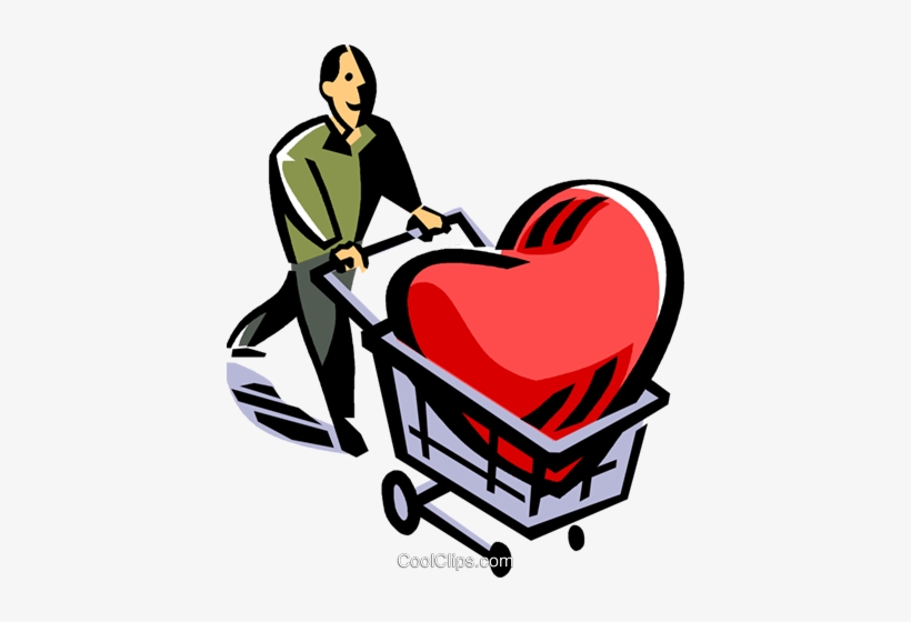 Homem Com Um Coração Em Um Carrinho De Compras Livre - Clip Art, transparent png download