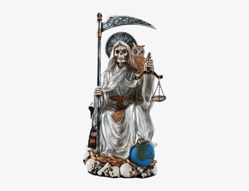 Seated White Santa Muerte Statue - Santa Muerte Statue, transparent png download