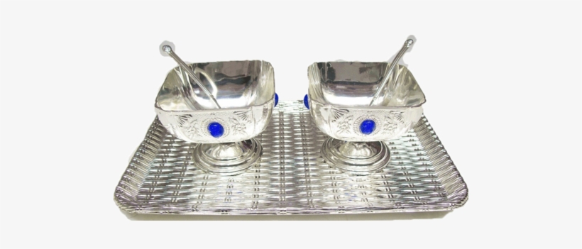 Silver Bowl Set With Tray - Modern Silver Tray, transparent png download