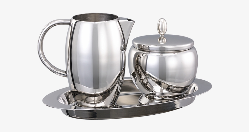 Creamer, Sugar Bowl, Tray - Sugar Cream Set Metal, transparent png download