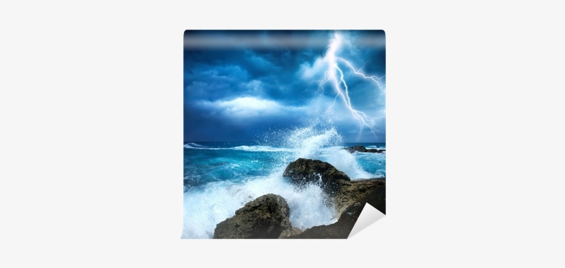Go To Image - Lightning Ocean Canvas Wall Art 2 Piece Painting, transparent png download