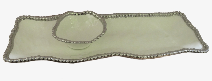 White & Silver Long Serving Tray With Bowl - Coin Purse, transparent png download