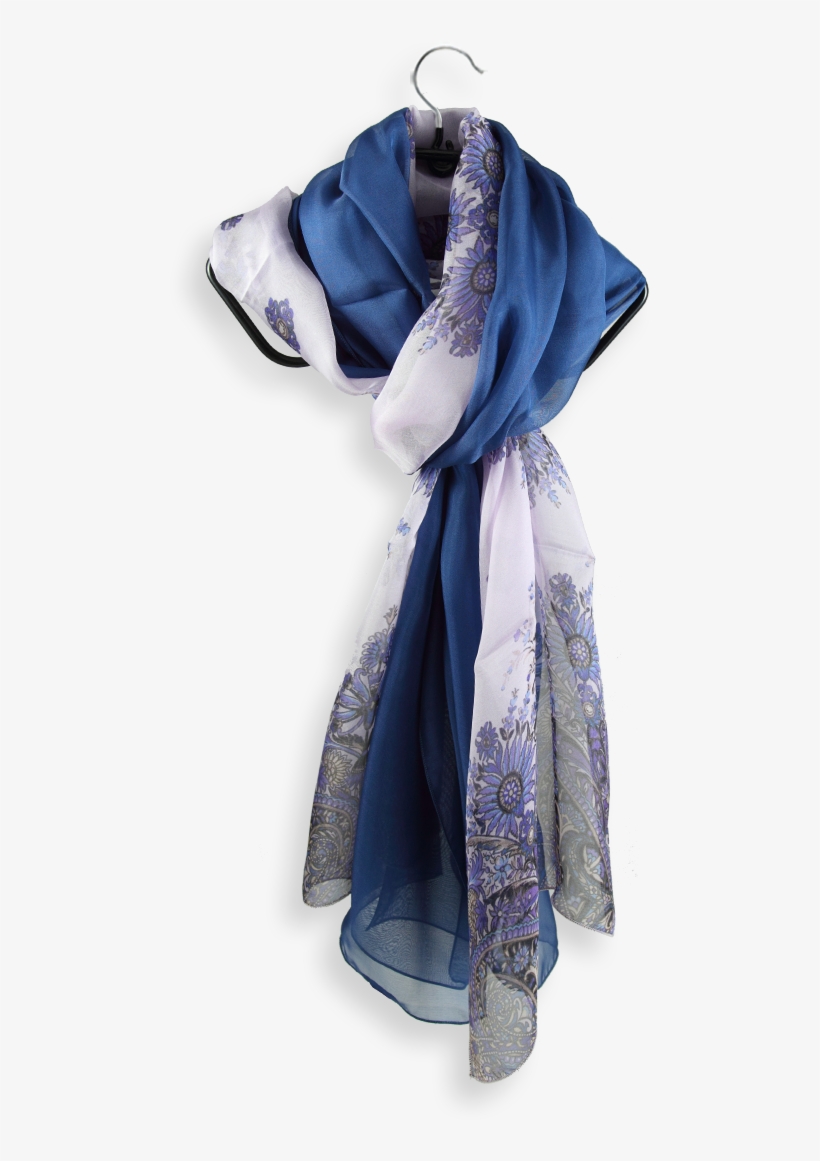 Stole Slik Blue Cashmere Printed Made In France - Silk, transparent png download