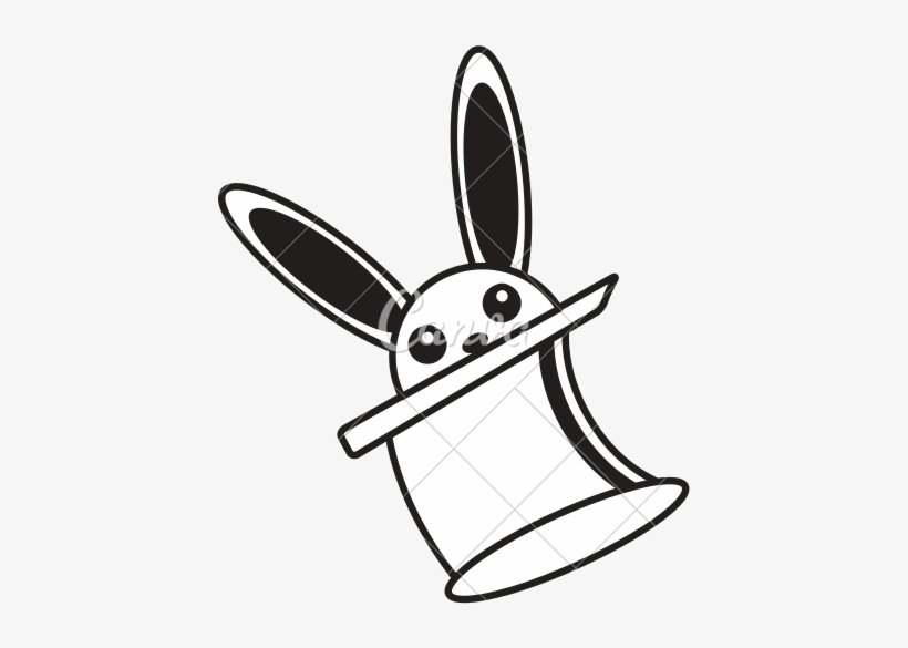 Magic Hat Rabbit Appear Design Outline - Vector Graphics, transparent png download