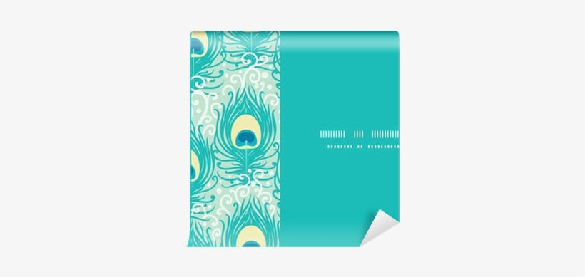 Peacock Feathers Vector Frame Horizontal Seamless Pattern - Pfau Versieht Muster Mit Federn Postkarte, transparent png download