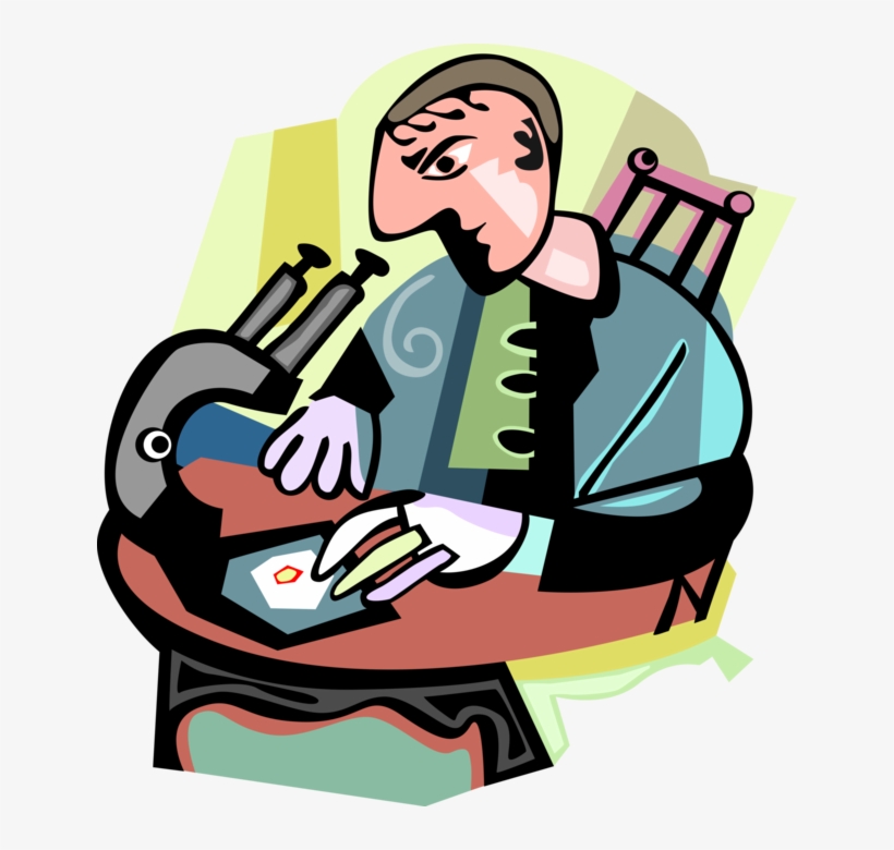 Vector Illustration Of Laboratory Researcher With Microscope - Research, transparent png download