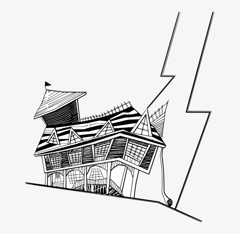 Haunted, House, Building - Cartoon Crooked House, transparent png download