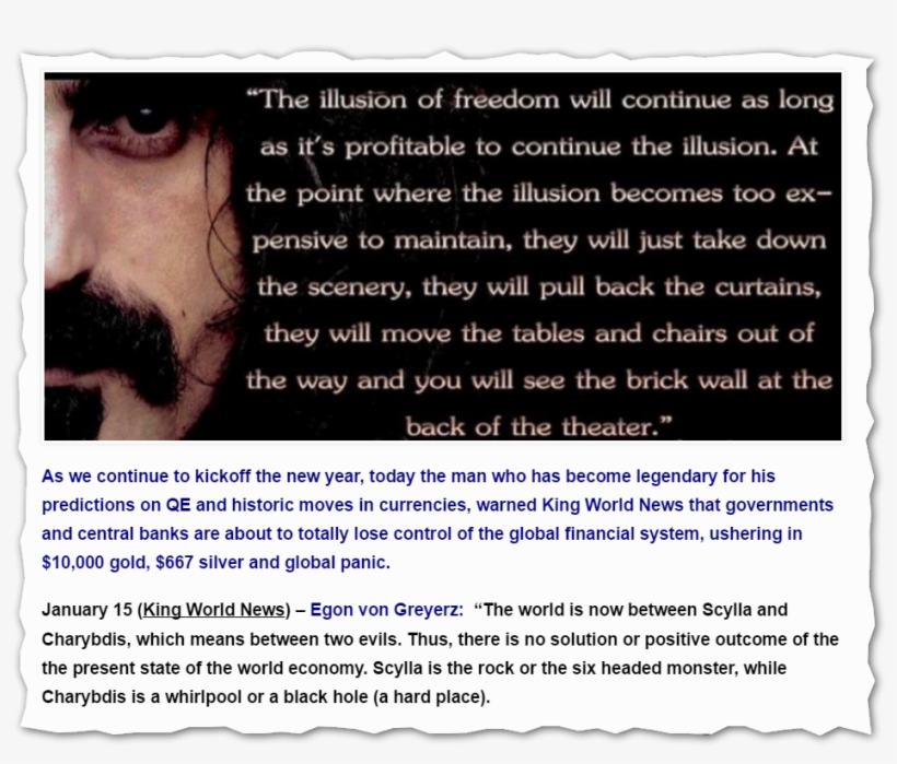 Egon Von Greyerz - Frank Zappa The Illusion Of Freedom, transparent png download