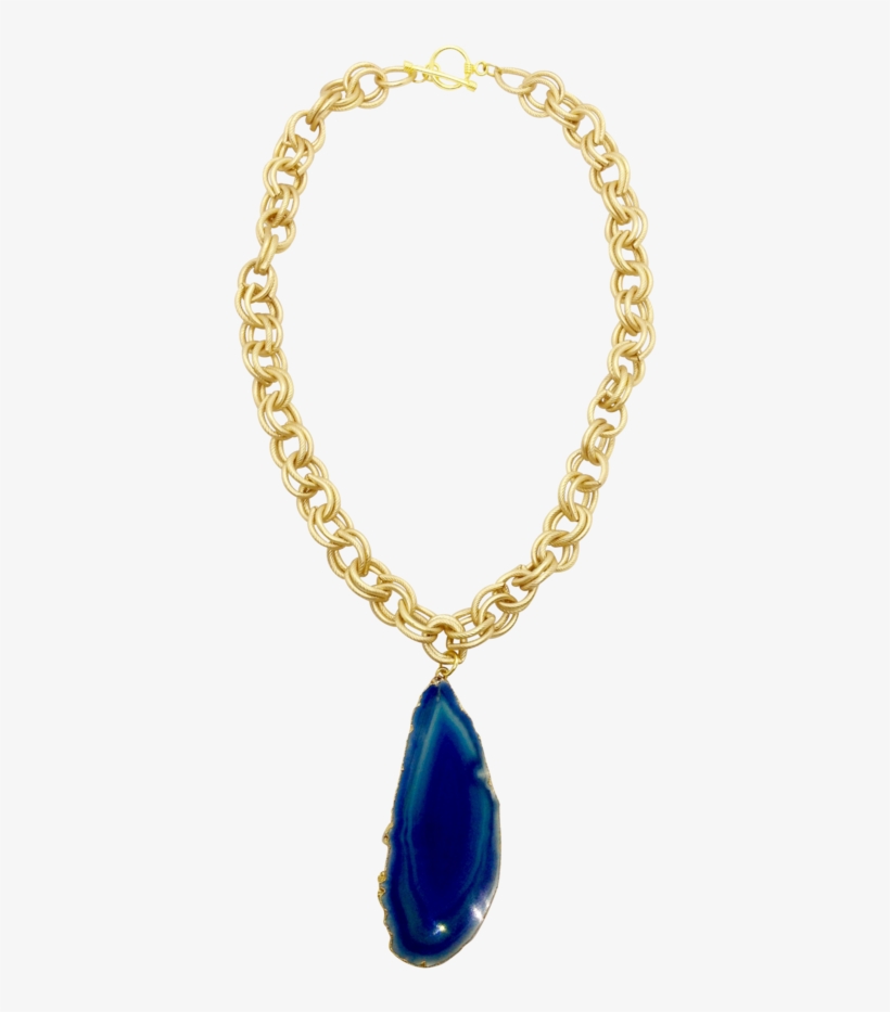 Teramasu Blue Agate And Gold Chain Necklace - Necklace, transparent png download