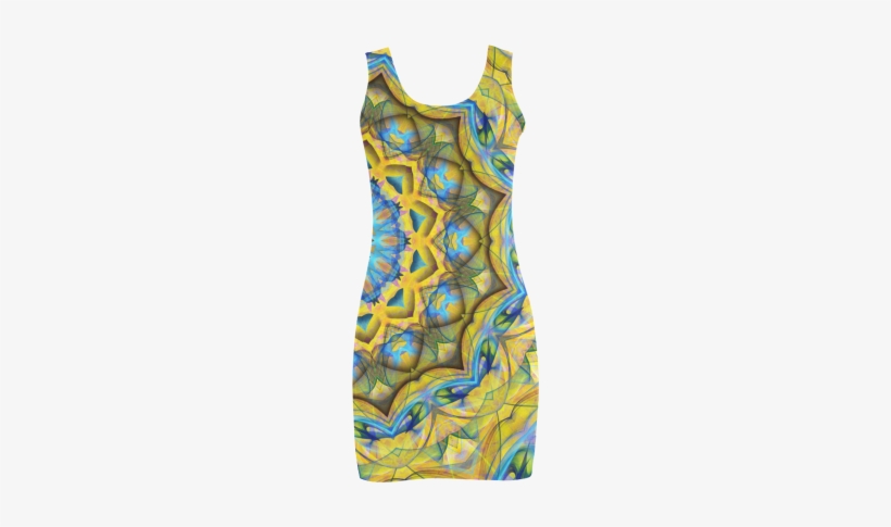 Blue Sky Golden Cornfield Mandala Abstract Art Medea - Day Dress, transparent png download