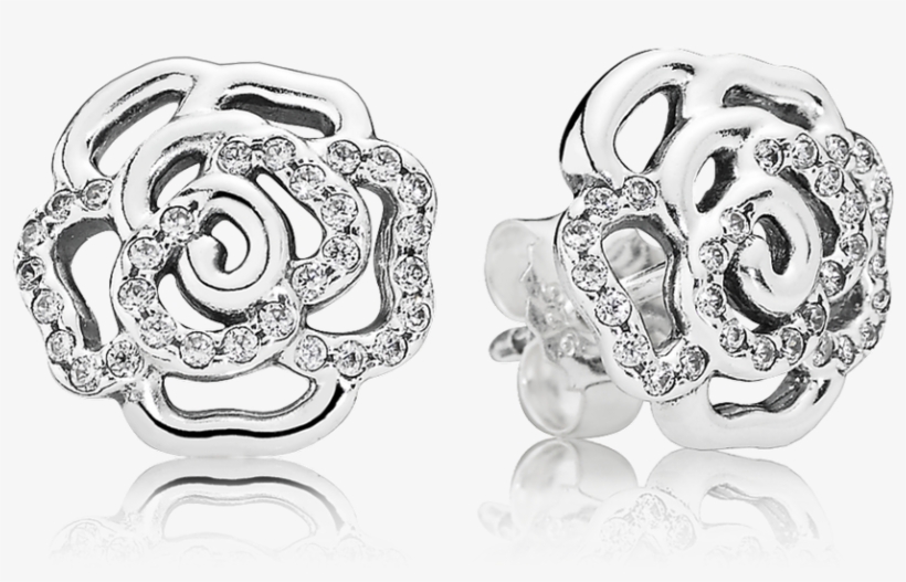 Shimmering Rose Stud Earrings, Clear Cz - Pandora Shimmering Rose Stud Earrings, Clear Cz, transparent png download