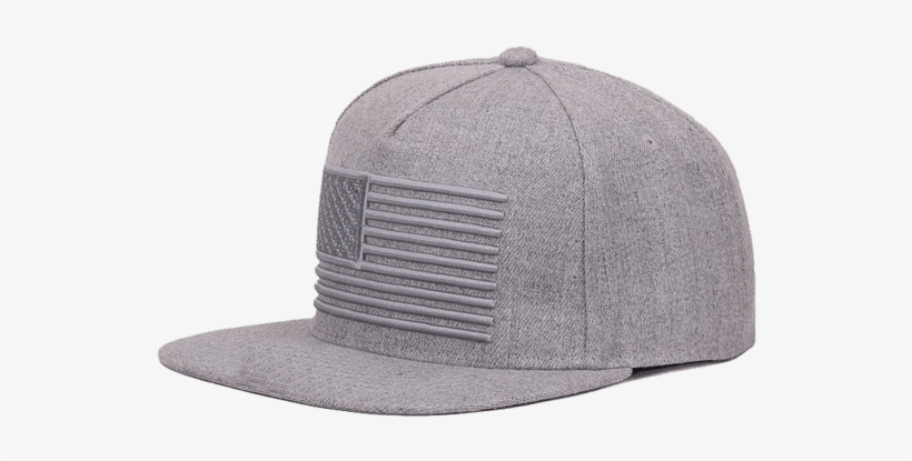 A Gray Snapback Cap That Has The American Flag On It - Baseball Cap, transparent png download