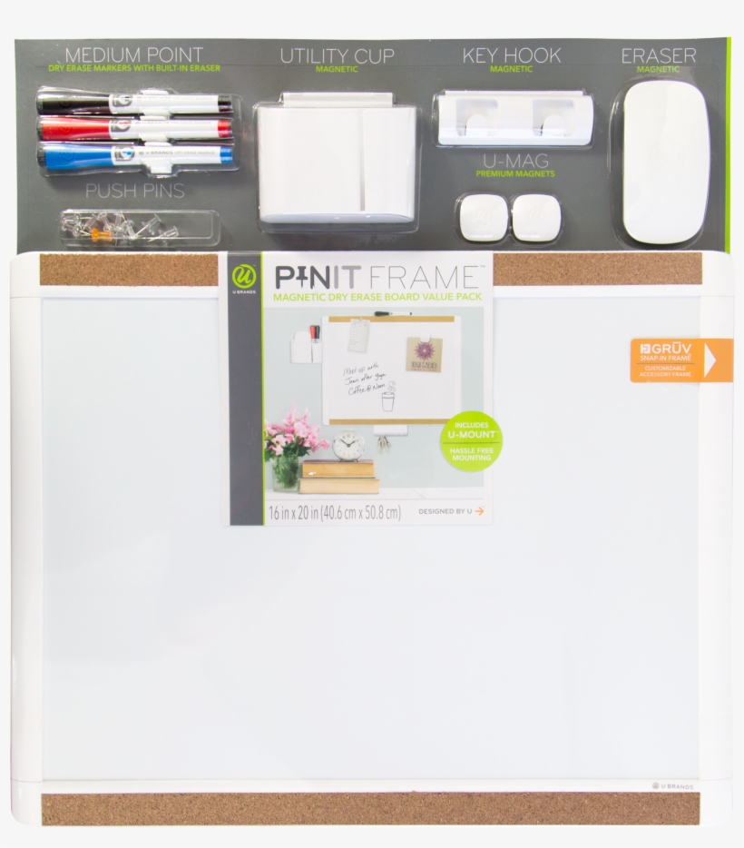 U Brands Pin-it Magnetic Dry Erase Board Deluxe Value, transparent png download