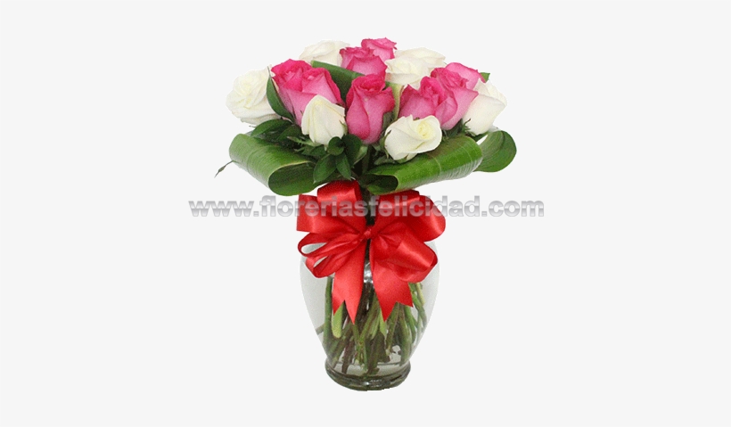 Florero De Rosas Bicolor Fiucsia Y Blancas - Mexico City, transparent png download