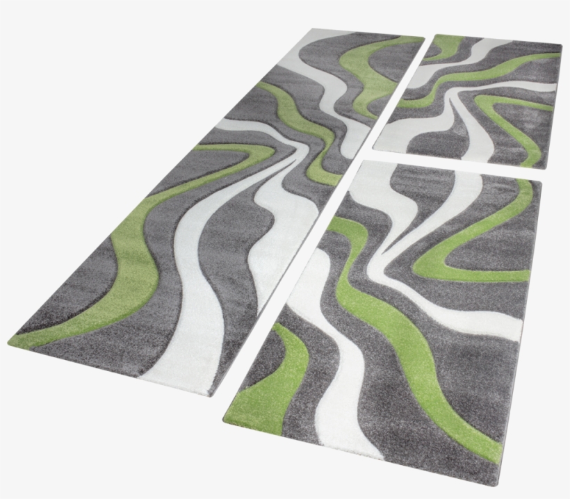 Bedroom Runners Set Of 3 Wave Green - Grey And Green Runner Rug, transparent png download
