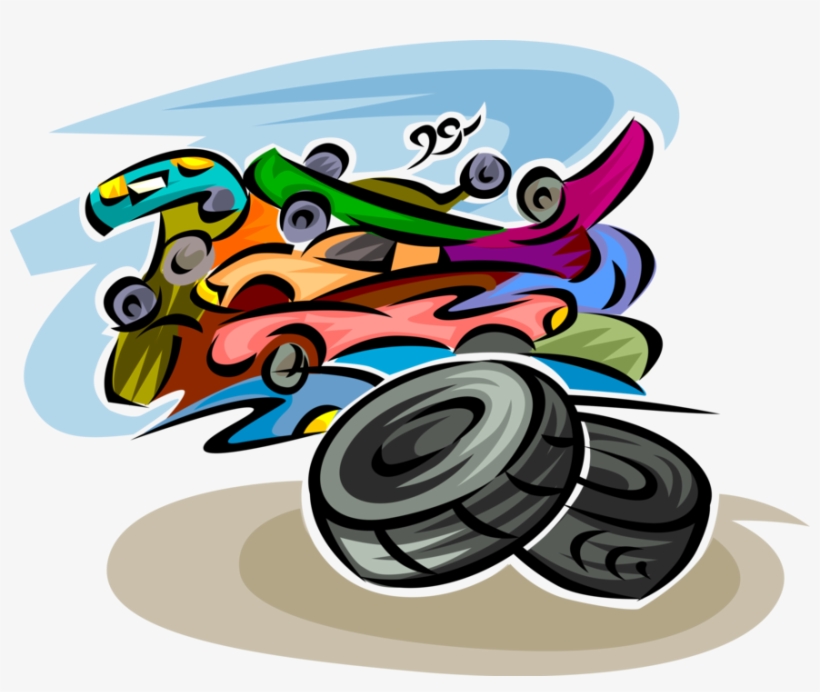Vector Illustration Of Vulcanized Rubber Tire And Automobile - Car, transparent png download