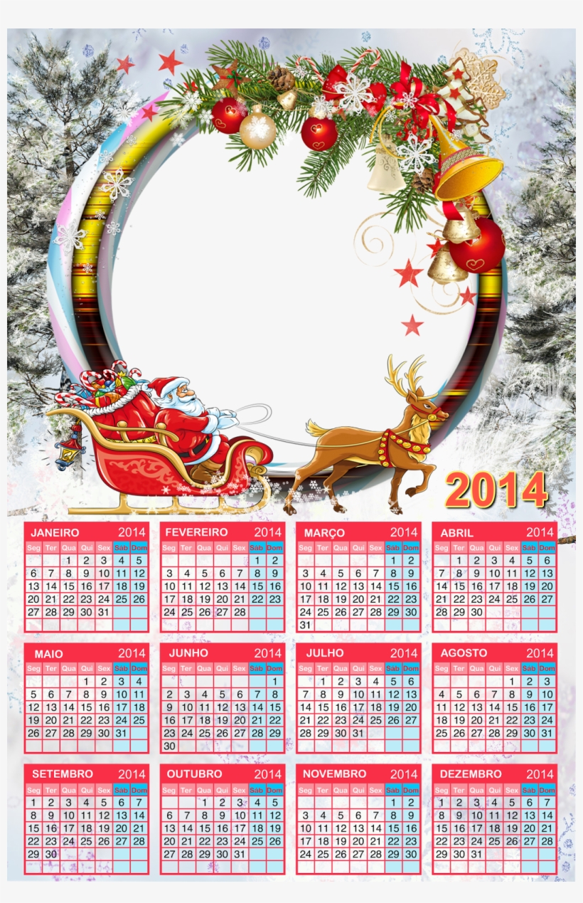 Calendário 2014 Png Com Moldura Para Fotos Natalinas - Merrychristmas Note Cards (pk Of 20), transparent png download