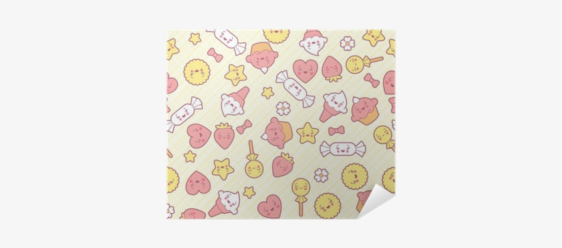 Seamless Kawaii Pattern With Cute Cakes - Kawaii Candy Full Background, transparent png download