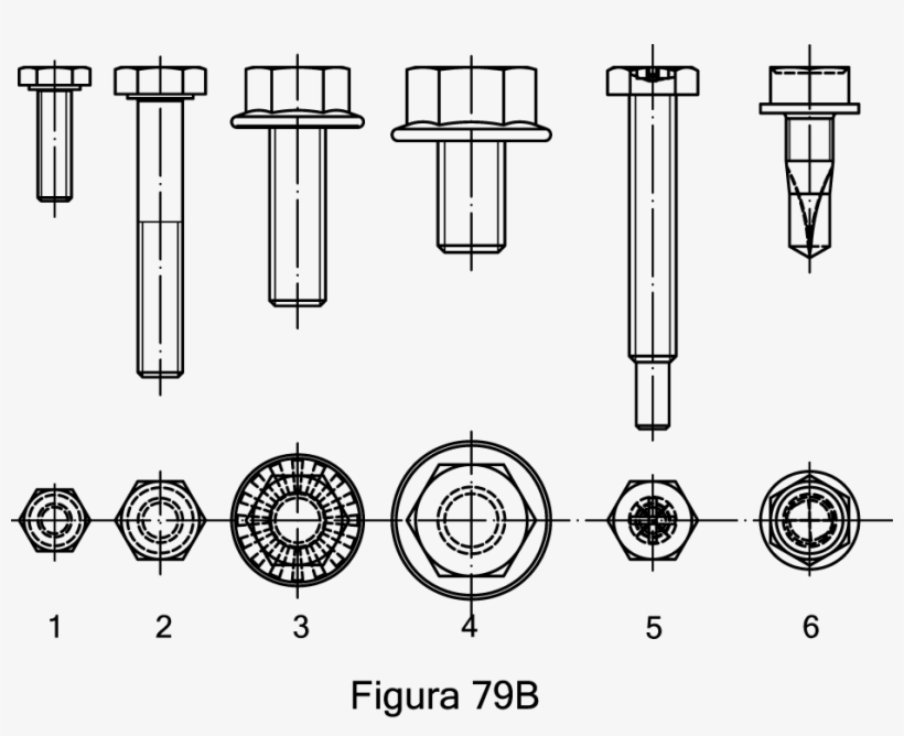 La Unión De Piezas Con Tornillos Y Tuercas Es El Método - Representacion De Tornillos En Dibujo Tecnico, transparent png download