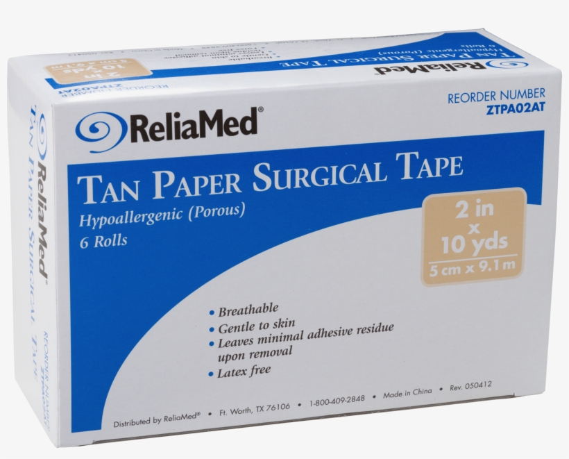 Reliamed Paper Tape 2" X 10 Yds - Reliamed Paper Tan Tape, Latex-free 2 X 10 Yds Ztpa02at, transparent png download