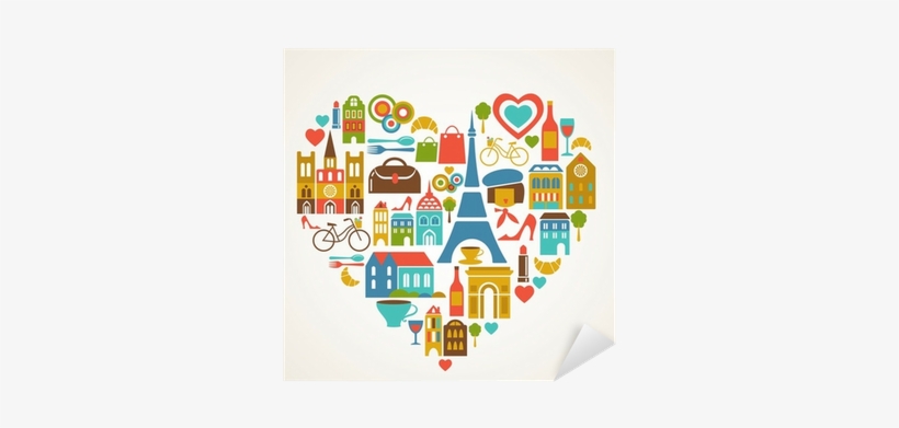 Vector Illustration With Set Of Icons Sticker • Pixers® - Paris Icons, transparent png download