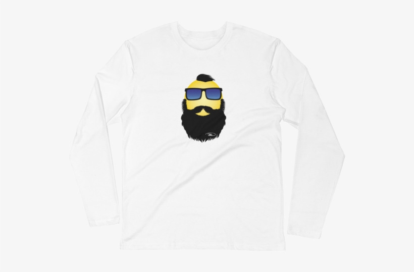 Hipster Beard Tee-moji Long Sleeve Fitted Crew - Long-sleeved T-shirt, transparent png download