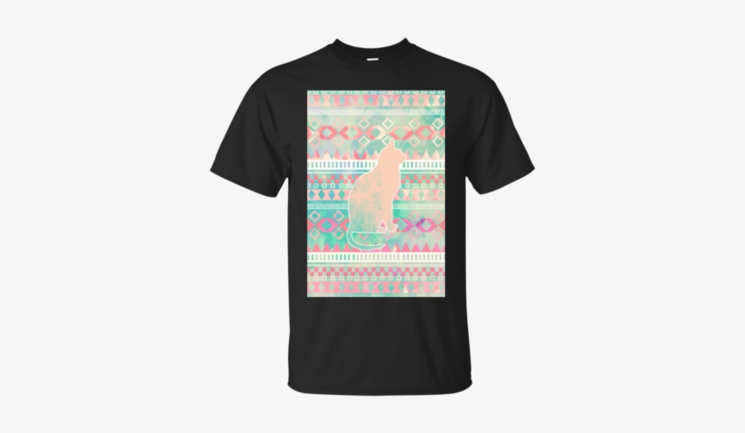 Whimsical Cat, Pink Turquoise Girly Aztec Pattern T- - Still Miss David Bowie T Shirt Uk, transparent png download