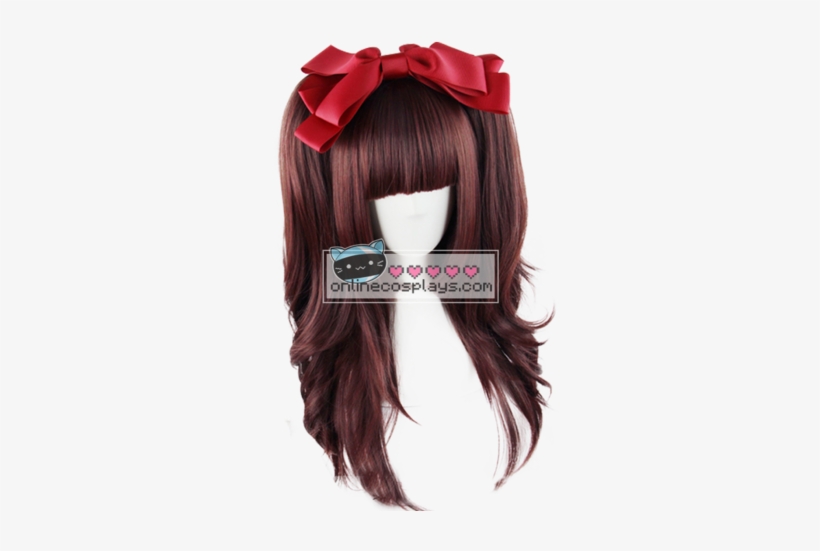 Lolita Red / Brown Mixed Double Pony Tail Straight - Suuny Queen Cheap Good Quality Synthetic Wine Red Cosplay, transparent png download