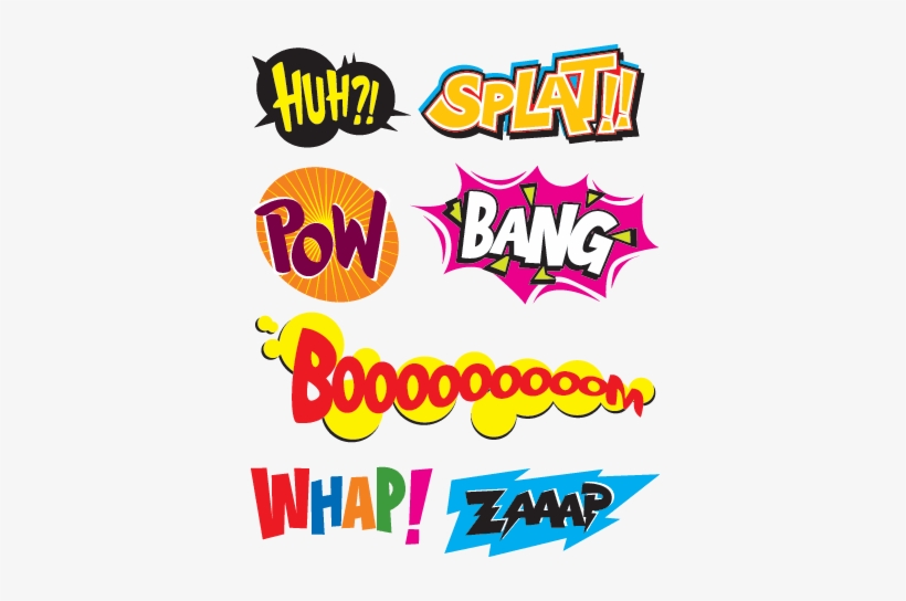 As Onomatopeias E Os Vários Formatos De Balão Ajudam - Cartoon Sound Effects Shower Curtain, transparent png download