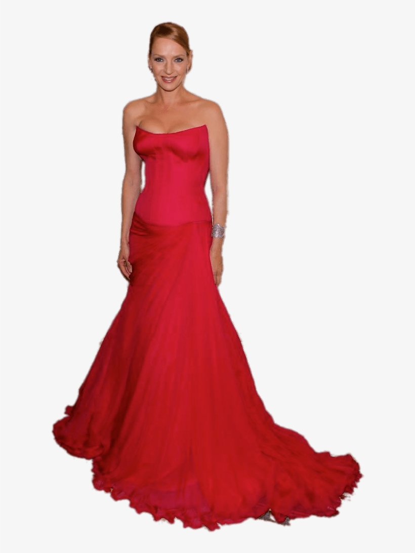 Uma Thurman Red Dress Png - Vestido Rojo Png, transparent png download