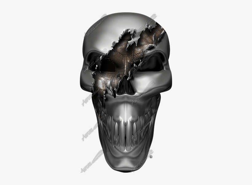 Ripped Metal Skull Front - Skull, transparent png download