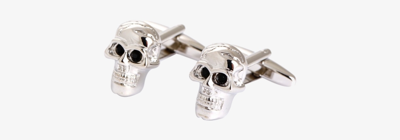 Metal Skull Cufflinks - Silver, transparent png download