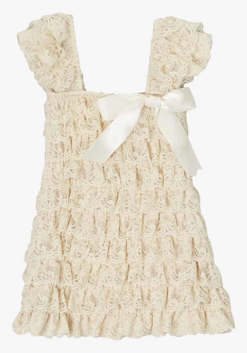 Tan Lace Capsleeve Tiered Flower Girls Dress - Dress, transparent png download