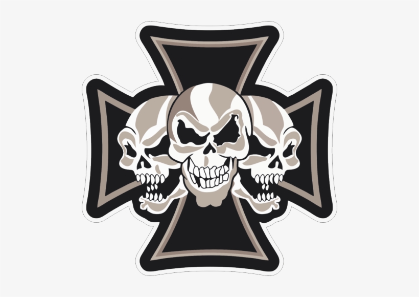Наклейка Три Черепа - Free Png Transparent Biker Skull, transparent png download