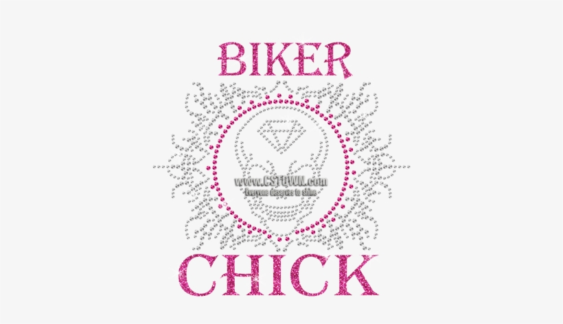 Glittering Biker Chick Bling Skull Iron On Rhinestone - Skull Iron On Rhinestone Transfer Decal, transparent png download
