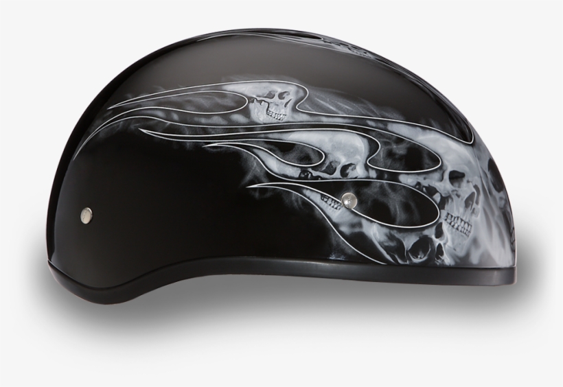 Daytona Skull Cap W/ Skull Flames Silver Daytona Helmets - Mouse, transparent png download