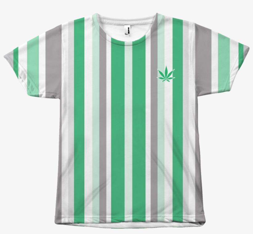 Vertical Striped Marijuana All Over Tees - Active Shirt, transparent png download